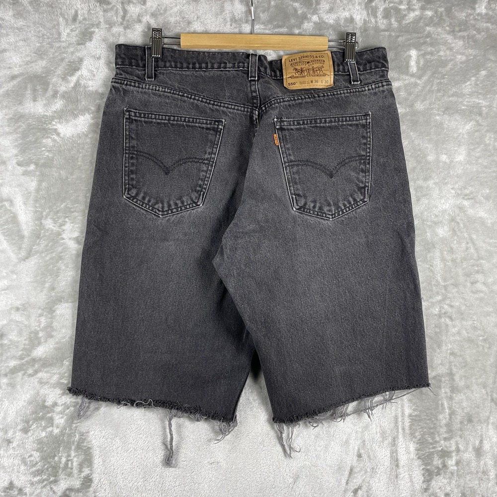 Vintage 90s Levis Orange Tab Black 550 Shorts Jorts Fits Mens 34 Waist Denim USA